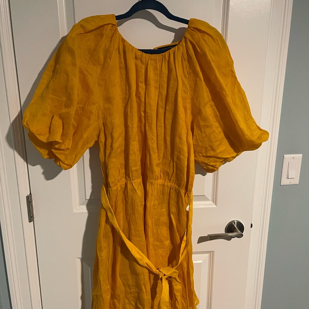 Yellow Puff Sleeve Dress NWOT